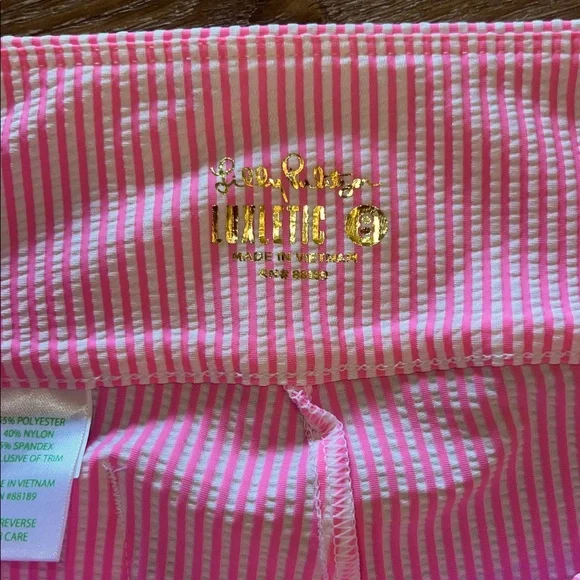 Lilly Pulitzer UPF 50+ Luxletic Corso Pant Havana Pink Performance Seersucker 8 - Picture 4 of 11